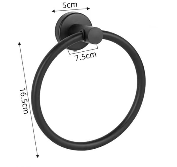 Håndklædering, rustfrit stål, sort, ringdiameter 16,5 cm, base 5 cm, afstand til væg 7,5 cm, 1 stk.