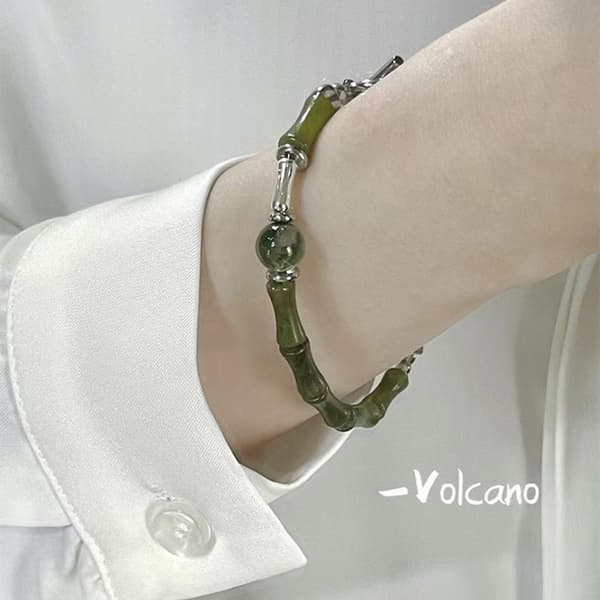 1 st Grönt Armband med Bambupärlor