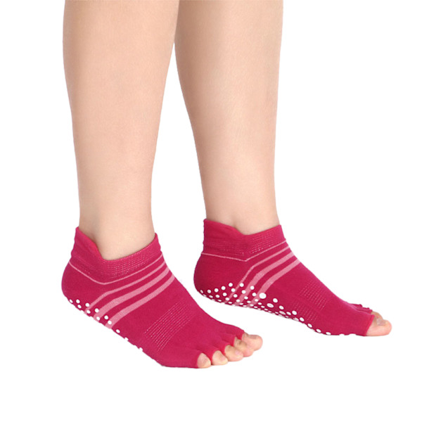 Femtåiga Yogasockor med Halv/Hel Tå Anti-Halk Grepp Inomhussockor half toe rose