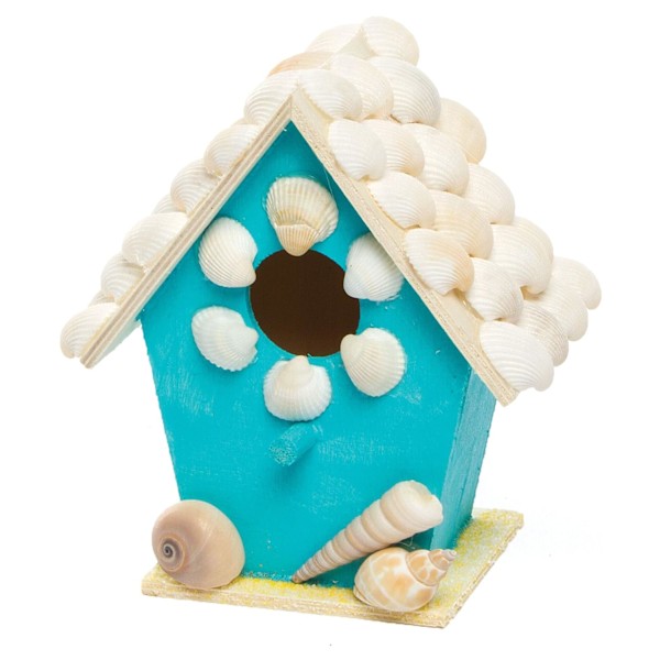 Miniatyr fågelholkar i trä (4-pack) för barnens dekoration, konst och hantverk, 12 x 9,5 cm