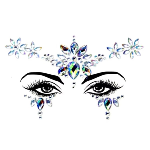 Halloween Ansiktsjuveler Festival Kvinnor Sjöjungfru Ansiktsstenar Glittrande 9-delars Set Strass Mardi Gras Ansiktsjuveler
