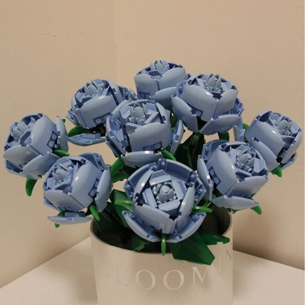 Pink Rose MOC Byggeklodser Legetøj Valentinsdag DIY Mursten Sæt Pargave Kærlighedserklæring Blomstersprog Første Kærlighed Blue 1Pcs