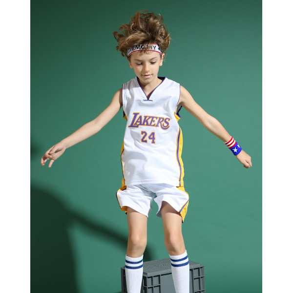 Kobe Bryant Nr. 24 Basketballdraktsett Lakers Uniform For Kids Teens W - Perfekt Hvit White XXL (160-165CM)