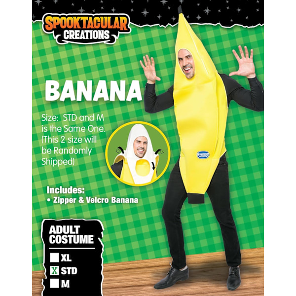 Unisex banankostym för vuxna, attraktivt deluxe-set för halloween, karneval, maskeradkläder, utklädningsfest och rollspel XXL