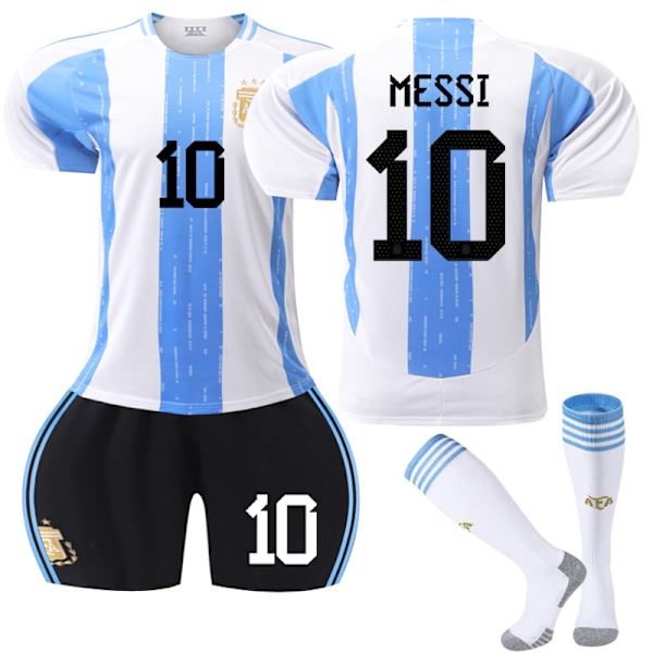 24-25 Argentina 3 Stjerner Barnesoppsett Fotballtrøyer Fotballklær Nr. 10 Messi 28 28 28 24-25