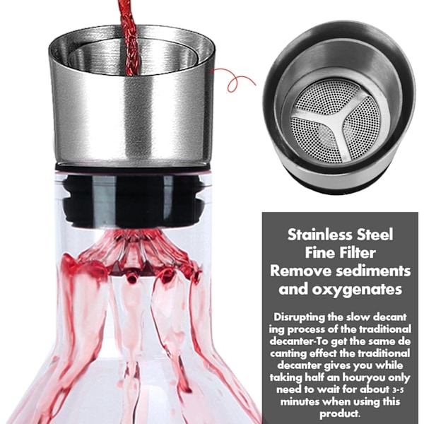 Rödvinskaraff, Rödvin, Karaff Founder med Inbyggd Ventil, 1200ml Filter