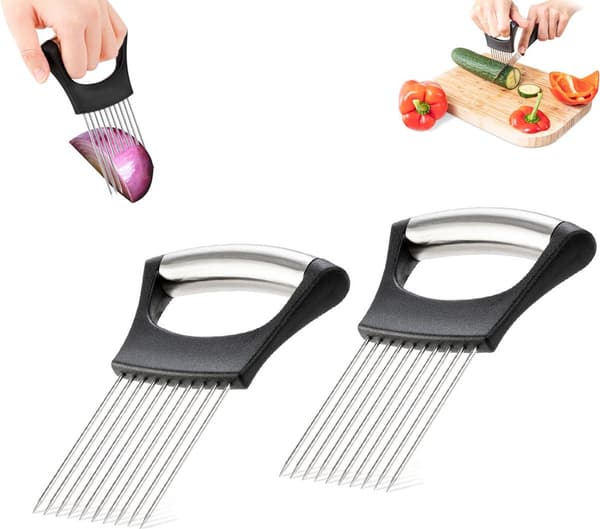 Løkkam - 2 stk - Løkkutter - Grønnsakskutter - Rustfritt stål - Tomatkutter