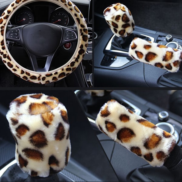 3:a / Set Leopard Fluff Plysch cover Beige