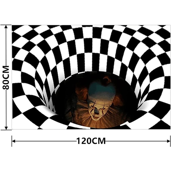 3D optisk illusionsmåtte, klovnefælde mønster skridsikker rektangulær