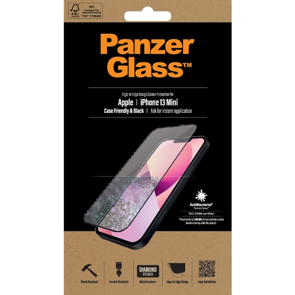 PanzerGlass Apple iPhone 13 mini Case Friendly AB, Sort