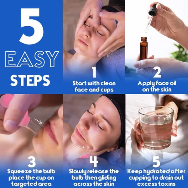 4-delt Cupping Sæt - Silikone Ansigtskopper - Cellulite Kopper - Glas Ansigts Cupping Sæt