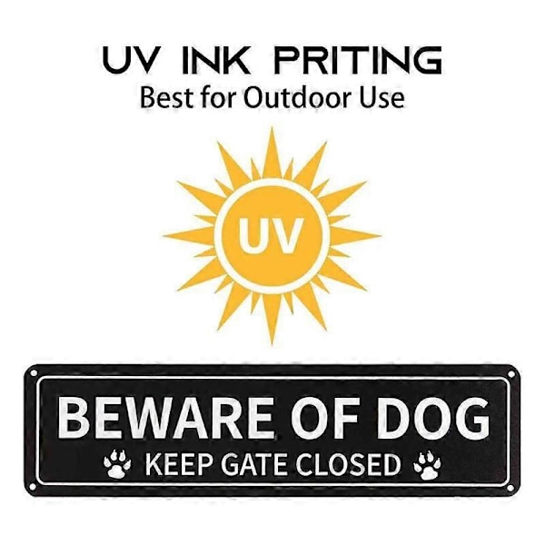 2-pack Varning för Hund Skylt, 30x7,6 cm Rostfritt 0,1 cm Aluminiumskylt, Reflex, Blekningsbeständig, UV-skyddad