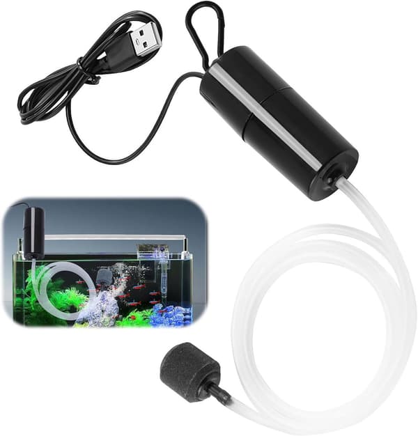 Mini USB Akvarium Luftpump - Akvarium Luftpump - Akvarium Syrepump - Portabel
