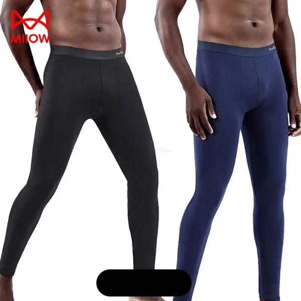 2-pack Värmeunderkläder för Män 50S Ren Bomull Vinter Varma Byxor Mjuk Elastisk Underdel Långa Kalsonger Herr U Konvex Leggings 4 4 l
