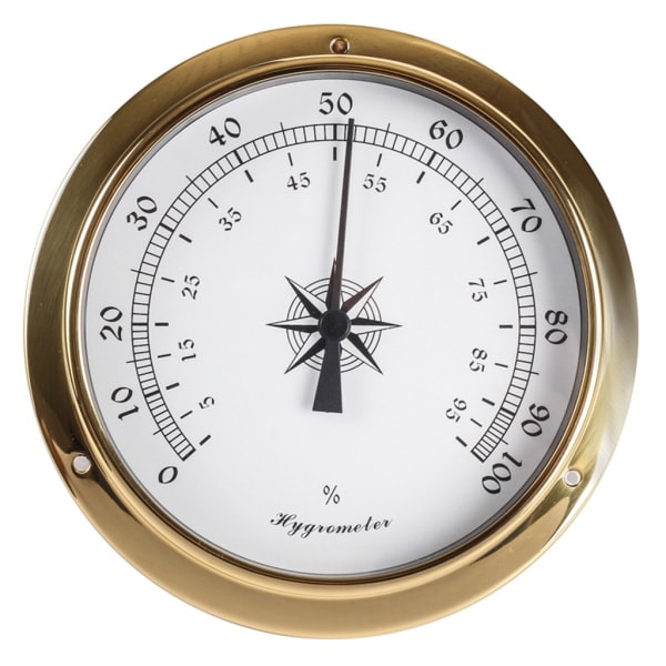115mm Väggmonterad Termometer Hygrometer Klocka Tidvattenklocka Väderstation Koppar för Inomhus Utomhus