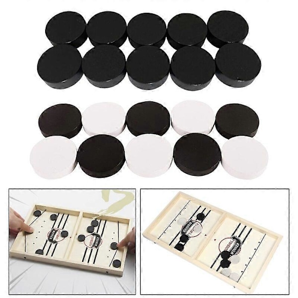 10 kpl Puinen Nopea Sling Puck Pelinappulat Lauta Jääkiekkopeli Pöytälelut (Lauta Ei Sisälly)[D] 10PCS 4x0.9cm