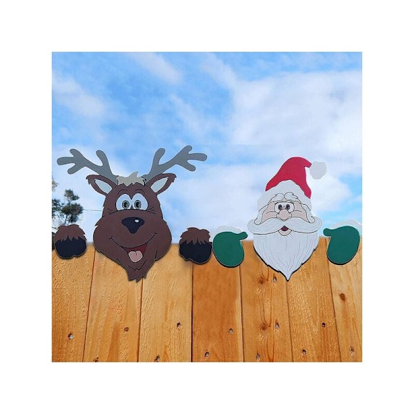 Suits Caribou Santa Christmas Decorations - Santa's Fence Hiding - Hiding Outdoor Christmas Decorations Holiday New Year