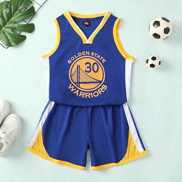 NBA Golden State Warriors Stephen Curry #30 Basketbollströja Blå cm w 120