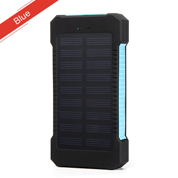 Solcellsdriven Bärbar Laddare 20000mAh Blå Blå Blå 20 000