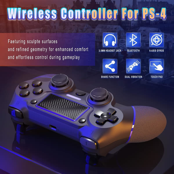 TG PS4-kontroll, Trådlös Joystick för PS4, Trådlös PS4-spelplatta med