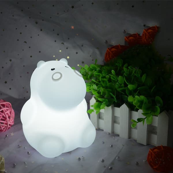 USB-opladelig flodhest silikone smart farverig touch-lampe