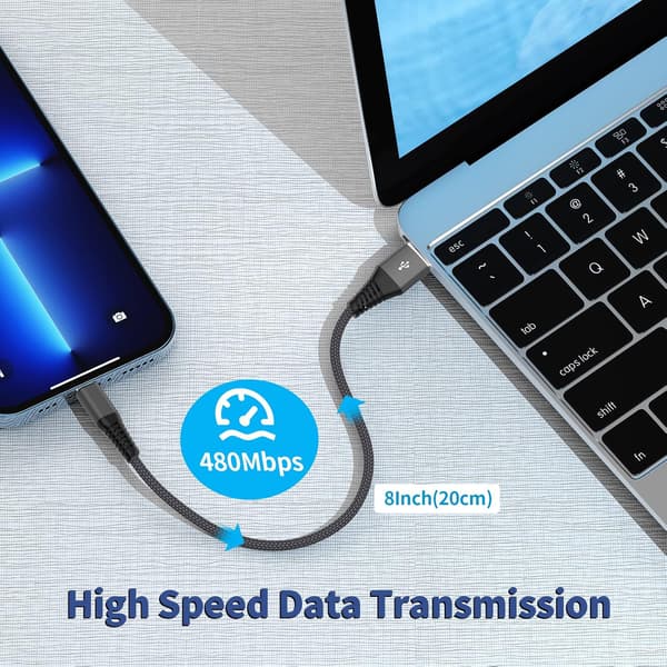 5-pakning kort Lightning-kabel (20 cm). iPhone hurtigladekabel USB