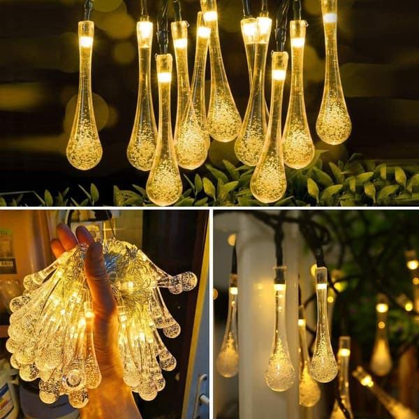 Solcellelamper utendørs, 6,5 m balkong solcellelamper med 30 LED-krystallkuler, 8 moduser, IP44 vanntett, solcellelamper for hage