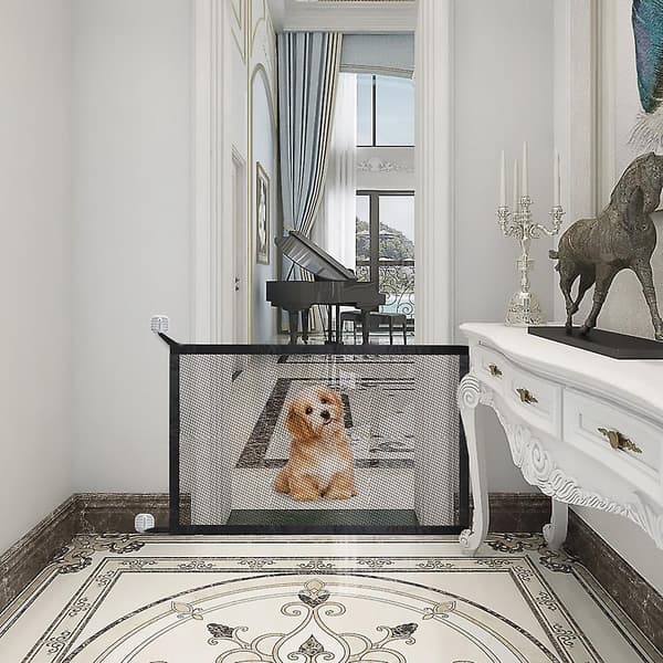 Household Magic Dog Gate with Adjustable Width for Pet Fence L