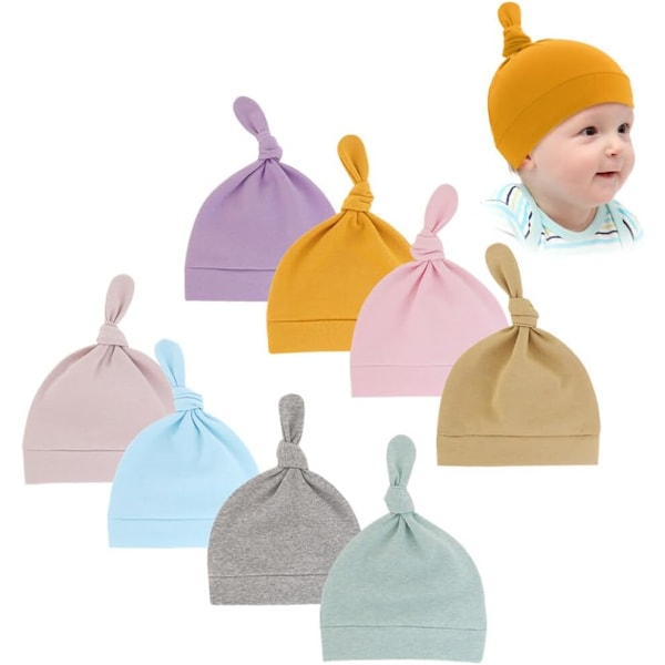 8 st baby bomull turban hattar, unisex höst vinter hatt för spädbarn flickor och pojkar 8 pcs. C