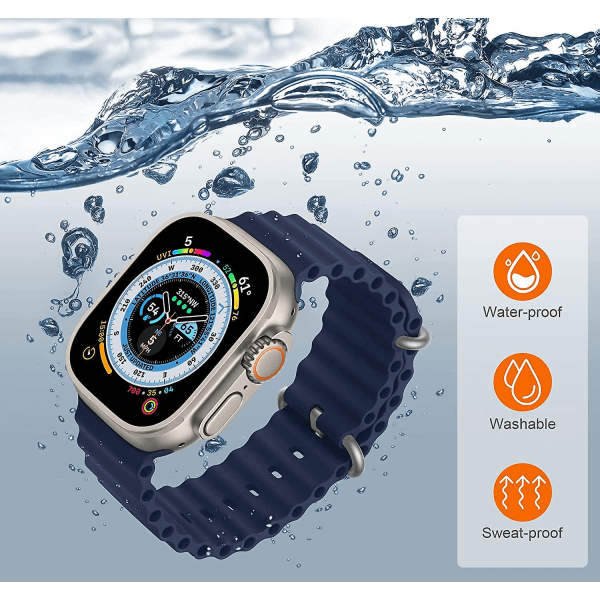 4 kpl Ocean-rannekkeita, jotka ovat yhteensopivia Apple Watch Ultra Band 49 mm 45 mm 44 mm 42 mm Iwatch Series 8:n kanssa, vaihdettavat hihnat