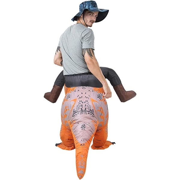 Ride-on Dinosaur Kostume Oppustelig Dinosaur Kostumer Fastelavnskostume til Voksne Brown