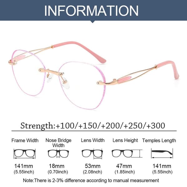 Anti-blått lys briller PINK POWER 150 Rosa