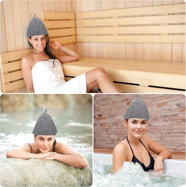 Filtsauna hat, grå, 3-delt sæt, unisex