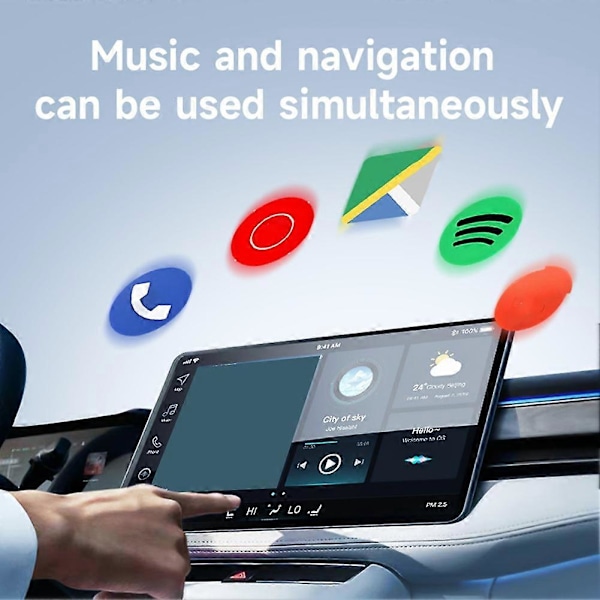 2-i-1 Trådlös CarPlay-adapter för iPhone/Android, Mini-storlek Kabelansluten till Trådlös CarPlay med Adapter C