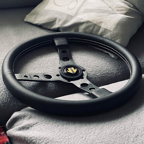 14 tum/350 mm för Momo Prototipo Stil PU Läder Racing Sport Ratt - Rattar och Tut