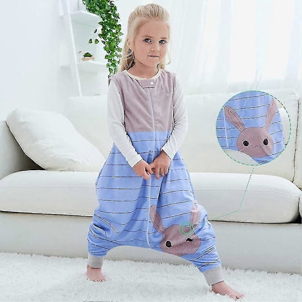 Sovpåse för barn med ben Mjuka pyjamastjejer Pojkar Sovsäck blå blu blue L(5 to 6 Jahre)