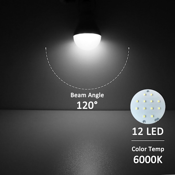 3W Solarlampe for Utendørsbruk med 3,45M Kabel, Portabel Solarlampe med Solpanel, Oppladbar Solarlykt for Fiske, Telt, Vandring, 2 Sett