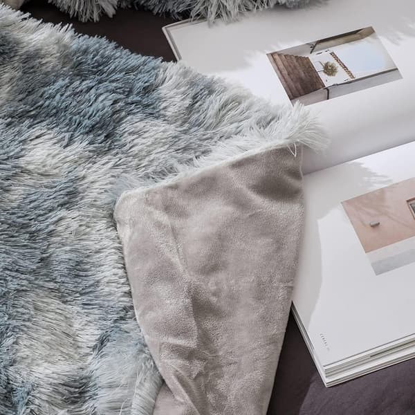 Filt, myk kunstig pelspledd, grå fleece, sengeteppe, S