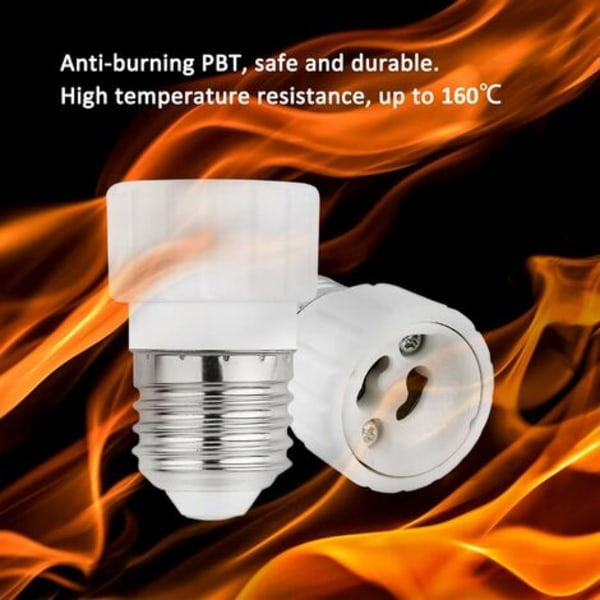 E27 til GU10 Adapter, 220V, E27 GU10 Adapter Sokkel Konverter til LED Pære, Halogen og CFL Pære, Keramik Adapter, 6-pak