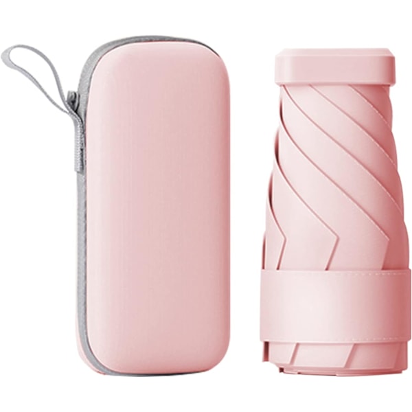 Mini paraply til håndtaske, bærbar og kompakt, perfekt til regn og sol med UV-beskyttelse Pink