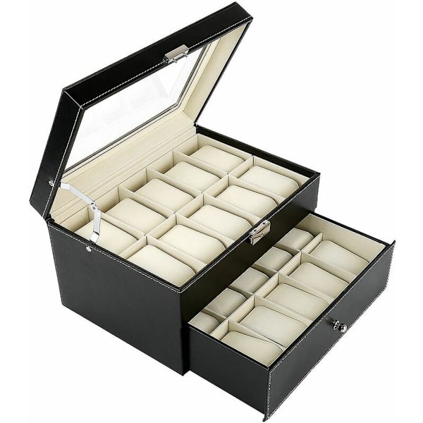 Klockbox läder presentförpackning män display 20 klockor