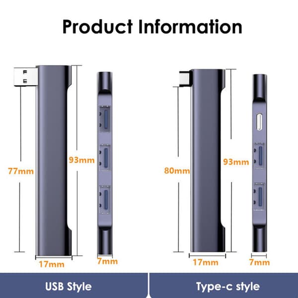 PD Høyhastighets USB-C USB HUB Bred Anvendelse USB3.0 5Gbps Portabel Ty USB3.0