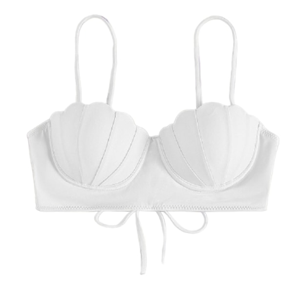 Dame Bikinitopp Push Up Swim Top Bøyle Badedrakt Topp Vattert badedrakt kun White White M