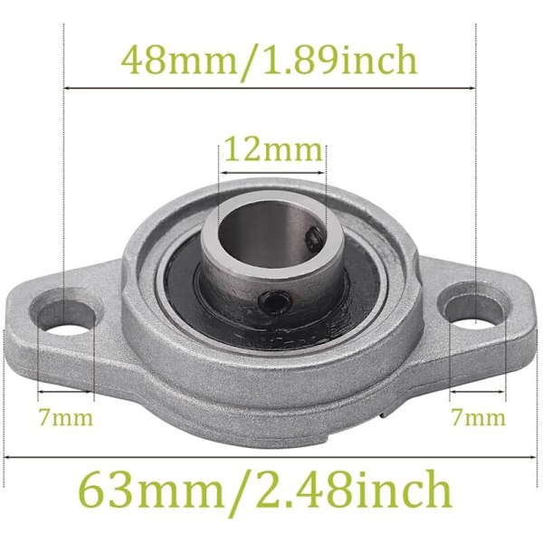 4 stk. med rombisk flangefodring Lejehuse Kugleleje Ringende (12 mm indvendig diameter)