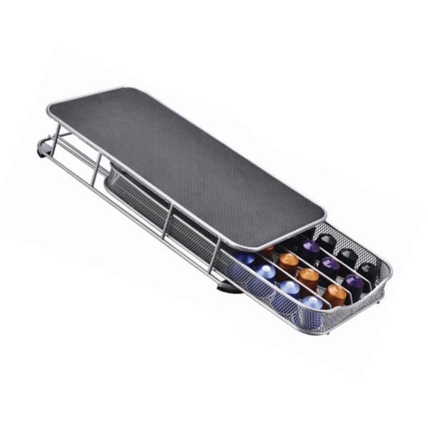 Coffee Capsule Box 40pcs Durable Coffee Capsule Storage Rack Coffee Drawer Holder Silver
