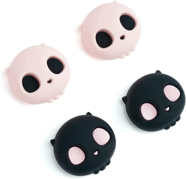 Søde silikone Joy Con tommelfingergreb, joystickbeskyttelse kompatibel med Nintendo Switch/OLED/Switch Lite, 4 stk. - Pink Dødningehoved
