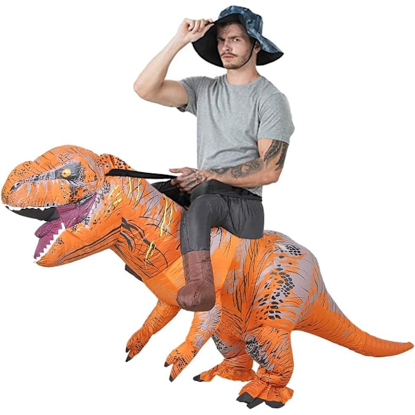 Ajettava dinosaurusten puku - Ilmapuku Dinosaurusten puvut Fantasiapuvut aikuisille Brown