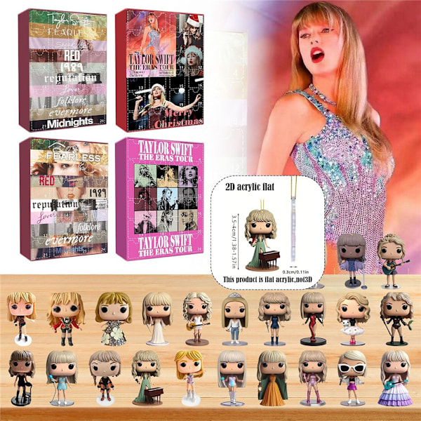 Taylor Swift Julekalender 2024 - 24 Dages Julekalender Nedtællingskalender Ornament Jule Nøglering Gaveidé Musikelsker C