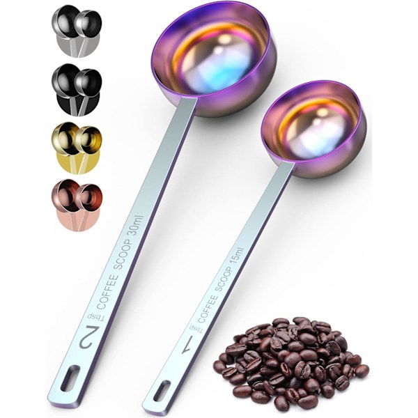 Kaffemåttset i rostfritt stål: Måttskedar för malet kaffe, espresso, te, socker och mjölkpulver - 2 storlekar [GKS] colorful