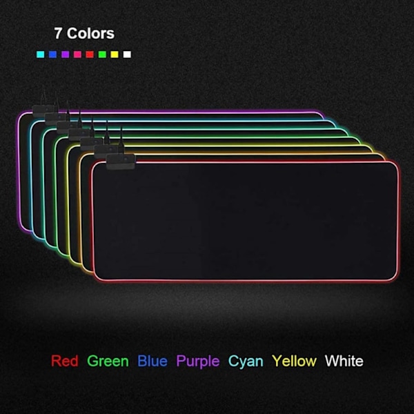 RGB Gaming Mouse Pad 800×300×4mm Thick Extended Gaming Mouse and Keyboard Mat with Non-Slip Rubber Base and 7 Lighting Modes